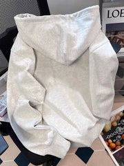 Bxoxo Cartoon Print Cute Hoodies Women Vintage Long Sleeve Loose Kawaii Sweatshirt Japan Retro Casual Pockets Female Gray Y2K Tops New