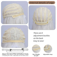 BXOXO Synthetic 26 Inch White Long Straight Hair With Thick Bangs Wig Fiber Heat-resistant Natural Party or Selfie For Women