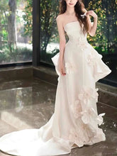 Bxoxo Elegant Dress For Women Satin Strapless 3D Flower Spliced Solid Color Asymmetrical Female Party Dresses 15DZ376