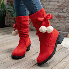 BXOXO Women Large Size 43 Suede Snow Ankle Boots Winter New Warm Mid-Calf Boots Fashion Comfort Mid Heels Shoes Botas Mujer