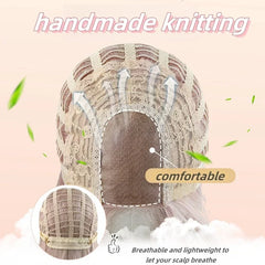 BXOXO Pink Wig for Women Long Wavy Cosplay Wigs Natural Soft Sweet Synthetic Wig for Daily Use School Life Lolita Wig Pink