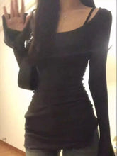 BXOXO Vintage Square Collar Fungus Tee Shirt Spring Autumn Thin Slim Fit T-shirts Y2k E-Girl Long Sleeve Bottoming Tops Women