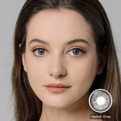 BXOXO 1 Pair Natural Colored Contact Lenses Gray Eye Lens Brown Contacts Beauty Pupils Makeup Color Lens With Free Lens Case