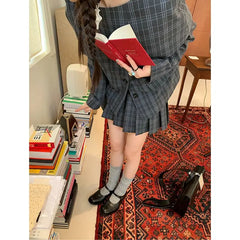 Bxoxo Vintage Plaid Skirt Women Preppy Style Sweet Pleated Mini Skirt Korean Fashion Retro Japanese Harajuku Short Skirts