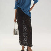 BXOXO Women Flower Sheer Lace Skirt Elastic Waist See Through Beach Cover Up Long Skirt Summer Holiday Party Streetwear