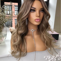 BXOXO Highlight Ash Blonde Human Hair Wigs For Women 180 Density Body Wave Remy Wigs Human Hair Preplucked 13x4 Lace Frontal Wigs