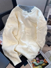 Bxoxo Vintage Stars Sweaters Women Lazy Wind Preppy Style Knitted Pullover Japan Retro Loose Long Sleeve Patchwork Harajuku Tops New