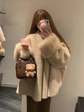 Bxoxo Faux Mink Fur Coat for Women Winter Thick Loose Hairy Casual Jacket Y2K Fashion Streetwear Long Sleeve Warm Fur Outerwear