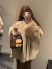 Bxoxo Faux Mink Fur Coat for Women Winter Thick Loose Hairy Casual Jacket Y2K Fashion Streetwear Long Sleeve Warm Fur Outerwear