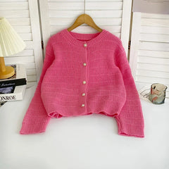 Bxoxo Button Front Knit Cardigan Sweater for Women Long Sleeve Single Breasted Sweater Jacket Ladies Autumn Winter Elegant Outfit