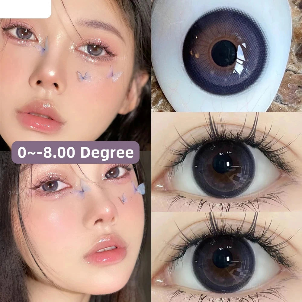 2PCS/1Pair Fashion Blue Lenses for Eyes Colored Cosmetic Contact Lenses Prescription Myopia Pupils Natural Brown Lenses