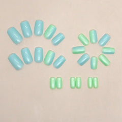 BXOXO 24pcs Long Square False Nails French Aurora Flower Fake Nails Full Cover Press on Nails Nail Tips