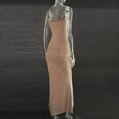 Bxoxo Elegant Sequin Female Maxi Dress Fashion Glitter High Waist Bodycon Sexy Diamond Backless Birthday Evening Outfits