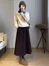 Bxoxo Winter Fuax Woolen Coat for Women Y2K High Waist Loose Warm Casual Midi Skirts Korean Elegant Office Lady Blended A Line Skirts