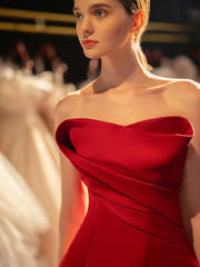 Bxoxo Gorgeous Burgundy Celebrity Dress With Detachable Sleeve Lace Up Backless A Line Slim Strapless Long Evening Party Prom Gown New