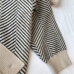 Bxoxo Women's Sweater Button Down V-Neck Striped Cardigan Knitted Tops Single Breasted Autumn Winter Casual Chic Knitwear Outfit