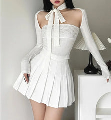 BXOXO White Sweet Gentle Intellectual All-Match Leisure Autumn Travel Mature Beautiful Women'S Removable Collar Short Top