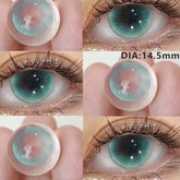 2PCS Color Contact Lenses Blue Lens Large Diameter For Eye with Myopia Green Natural Lens 14.5mm Beauty Pupils Yearly