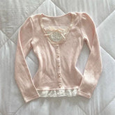 BXOXO Kawaii Sweet Fairycore Y2K Harajuku Long Sleeve Tee Casual Slim Fit Fake Two Piece Crop Tops Gothic vintage Emo Girls Streetwear