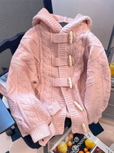 Bxoxo Preppy Style Sweet Pink Cardigan Sweaters Women Loose Long Sleeve Hooded Knitted Jacket Fall Winter Vintage Korean Cute Tops New