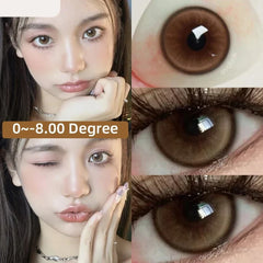BXOXO 1 Pair/2pcs 10 Colors Contact Lenses for Eyes Fashion Pupils Myopia Eye Color Lenses Blue Green Brown Prescription Lens