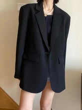 Bxoxo Y2K Black Blazer for Women Autumn Loose Streetwear A Button Casual Coats Korean Elegant Office Lady Turndown Collar Outerwear