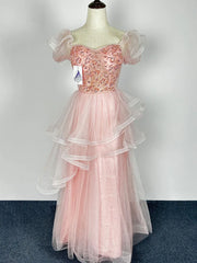 BXOXO Customized French Style Evening Dress Women's New Off-shoulder Ruffle Cake Dresses Fashion Lace Up Sequin Floor-Length Prom