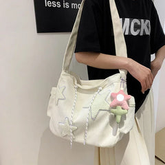 BXOXO Girls Cute Star Print Shoulder Bags Women Japanese Casual Fashion Crossbody Bag Y2k Streetwear Tote Bags for College Student