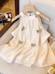 BXOXO 3D Bufferfly Halter Tanks Women Sweet Fashion Loose Elegant Tanks Korean Chic Causal Summer Female All Match Sleeveless Top