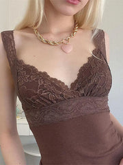 BXOXO Women Summer y2k Fairy Grunge Short Sleeve Crop Tops V Neck Lace Trim Patchwork Slim Fit T-Shirt Low Cut Tee Streetwear