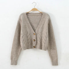 Bxoxo Short style high-waisted slim plastic sweater women spring new single-breasted knitted cardigan twist small jacket