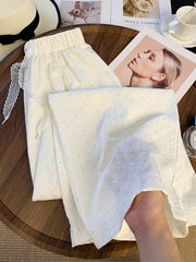 Bxoxo Chic Diamond Wide Leg Pant Elegant Women Loose High Waist Fashion Trousers Casual Korean Lace Up Female Sweet Pants Summer