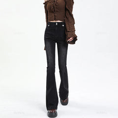 BXOXO Flared Jeans Woman Vintage High Waist Women Slim Stretch Denim Tight Pant Korean Street Style Casual Trousers Plus Length