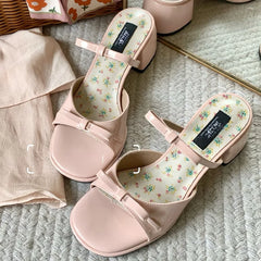 BXOXO High Heels Women Slippers Bow Chunky Heeled Shoes Dress Fashion Woman Sandals 2025 New Designer Pumps Luxury Sandalias De Mujer