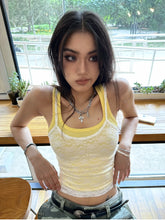 BXOXO Summer Sexy Lace Tank Tops Women Hollow Out Two Pieces Tops Y2k Vintage Camis Tops Streetwear Fairycore Crop Tops 2000s