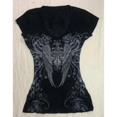 BXOXO Y2k Crop Top Punk Graphic T-shirts Street Hot Girl 2000s Clothes Sweet Slim Tees Harajuku Summer Women's Top Gothic Shirt emo