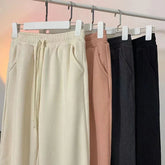 Bxoxo Autumn Corduroy Wide Leg Pants for Women High Waist Drawstring Loose Casual Pants Winter Thick Warm Straight Trousers Mujer