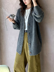 Bxoxo Slouchy Knit Cardigan Sweater for Women Comfy Cable-knit Button Up Sweater Jacket Female Autumn Winter Vintage Outfit