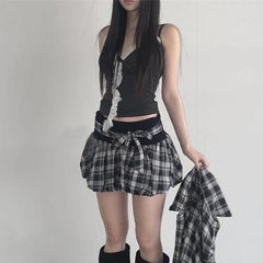 BXOXO Korean Style Tank Tops Women Lace Patchwork Sleeveless Tee Tops Streetwear Y2k Japanese 2000s Camis Streetrwear Tanks