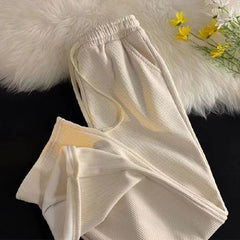 Bxoxo Autumn Corduroy Wide Leg Pants for Women High Waist Drawstring Loose Casual Pants Winter Thick Warm Straight Trousers Mujer