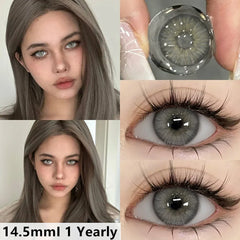 BXOXO 1pair Colored Contacts Lenses Natural Brown Eyes Contacts Lenses Yearly Fashion Green Lenses Gray Pupilentes Lense