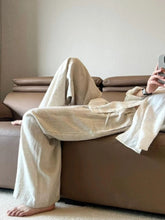 Bxoxo High Waisted Linen Wide Leg Pants for Summer Loose Comfort Breathable Floor Length Pants Leisure Simple Cotton and Linen Pants