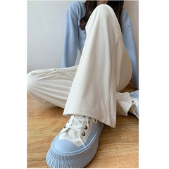 Bxoxo Women Casual Loose Straight Pants High Waist Corduroy Pants Fashion Women All Match Office Trousers 2024 Spring Autumn