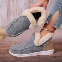 BXOXO Women Snow Boots Winter Fashion Leisure Fluffy Shoes for Woman Shallow Big Size Sewing Ankle Boot Multi-Color Suede Botas