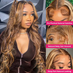 BXOXO Highlight Wig 100% Human Hair 13x6 Hd Lace Frontal Wig Honey Blonde Lace Front Wigs human Hair Body Wave 4x4 5x5 Closure Wig