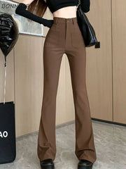 BXOXO Flare Pants Women Slim Casual Sexy Streetwear Basic Solid Spring Chic All-match Korean Style Fashion Soft Ins High Waist Females