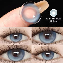 BXOXO 1 Pair Blue Beauty Contact Lenses for Eyes Natural Blue Pupil Eye Color Lens Colored Eye Lenses Myopia Contacts 14.0mm