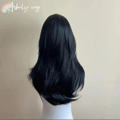 BXOXO Black Wig Female Headband Body Wavy Rose Hair Net Models in French Bangs High Quality Simulation Hair Synthetic Wig 가발