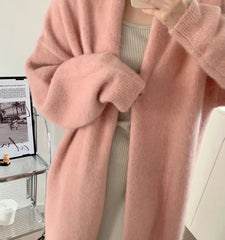 Bxoxo Autumn Knit Cardigan Sweaters Women Fashion Streetwear Loose Soft Casual Sweater Coat Female Elegant Office Lady Midi Cardigan