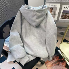 Bxoxo Harajuku Plaid Lace Sweatshirts Women Y2K Autumn Sweet Bow Long Sleeve Zipper Hoodies Oversized Loose Preppy All-Match Jacket